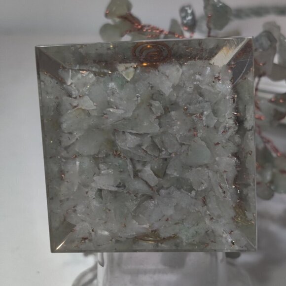 Copper Jade Tree with an organite brass pendant in the pyramid base for focus. - Picture 7 of 9